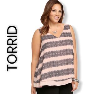 Torrid Sleeveless Blush Layered Tank Top Blouse